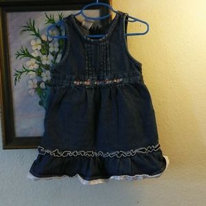Denim dress with embroiderd flowers